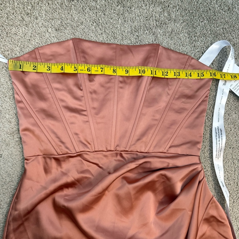 AFter Six‎ 6888 Strapless Corset Satin Gown Copper Penny 4 - Picture 5 of 8